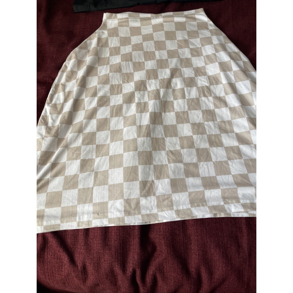 Itzy Ritzy Multi Use Nursing Cover Tan White Checkered Car Seat Canopy Scarf